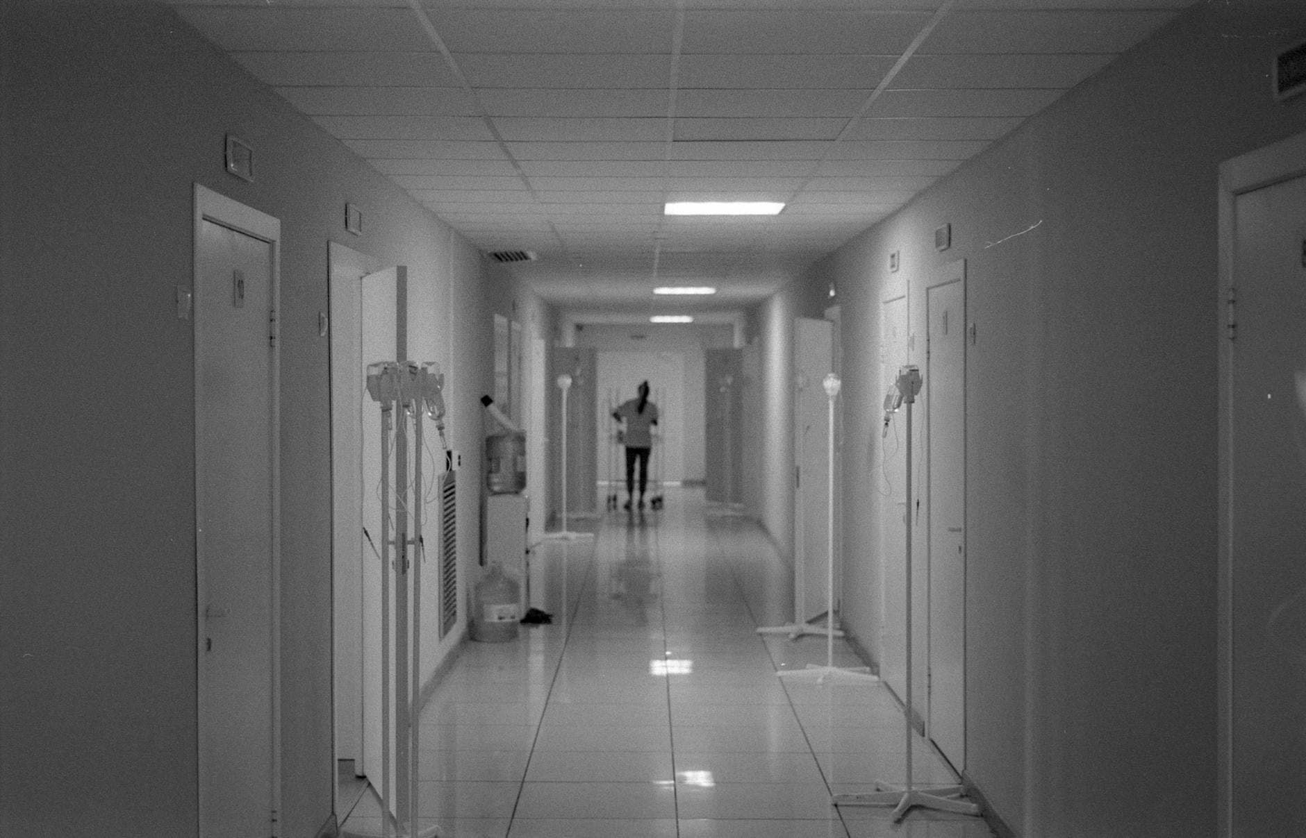 A hospital corridor — public healthcare is one of four AI mission sectors named in Budget 2026.