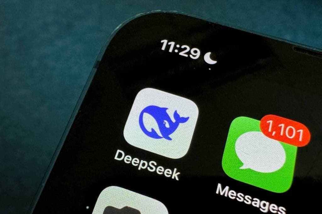 DeepSeek's chatbot app on a phone