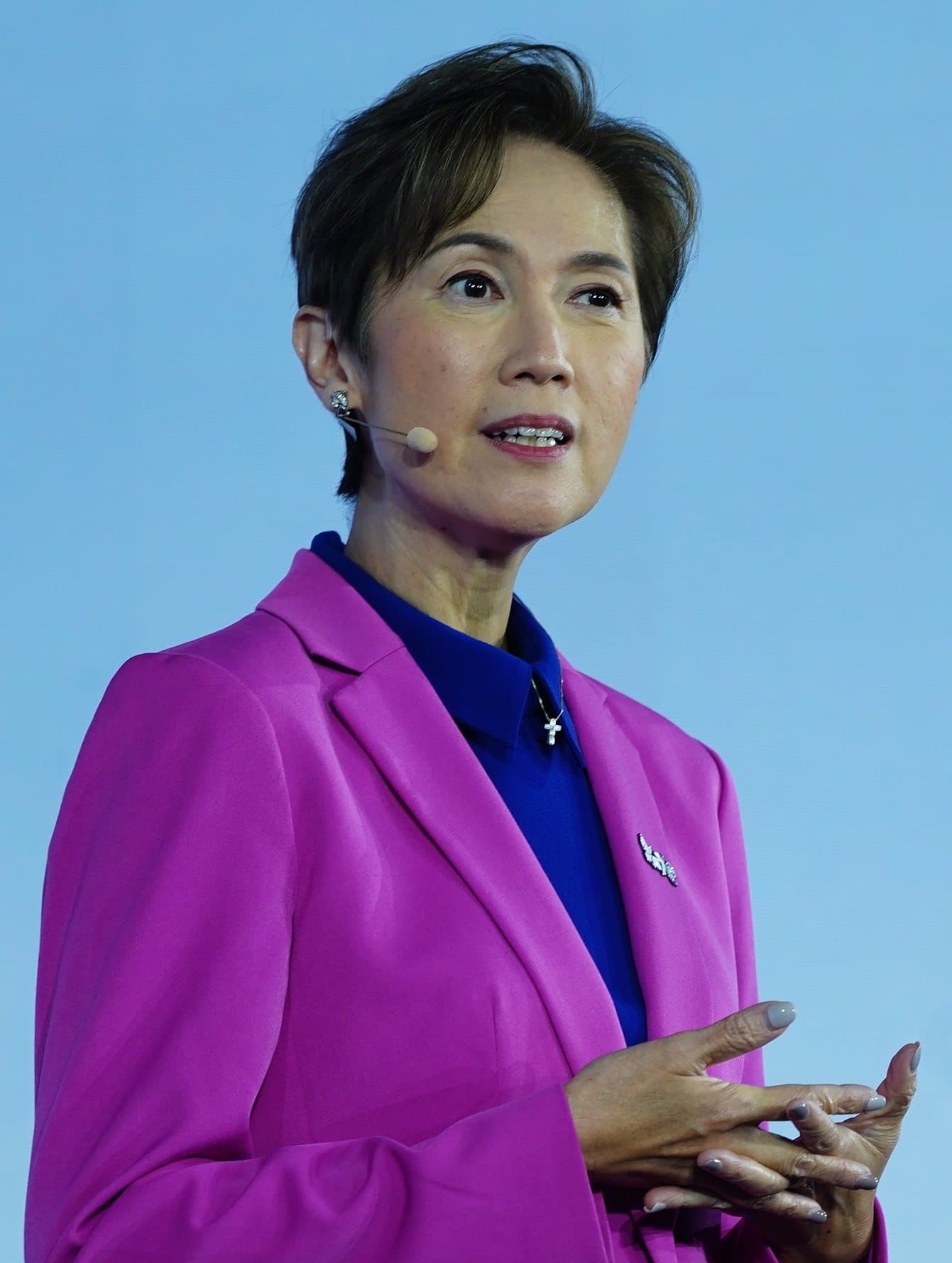Josephine Teo speaking on stage